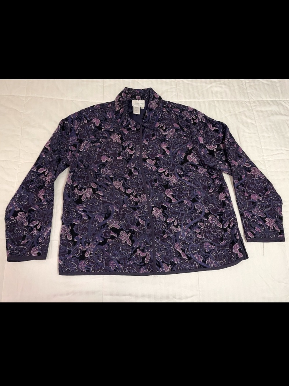 Vintage Coldwater Creek Reversible Brocade Floral Paisley Jacket Purple/Black L